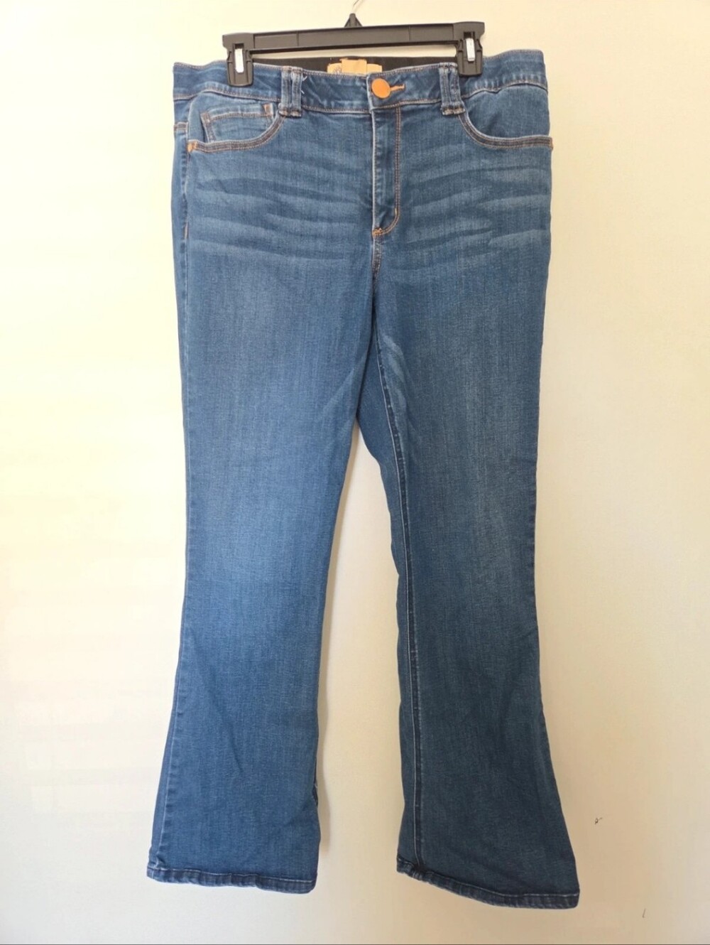 Democracy Blue Flare Jeans with Subtle Whiskering